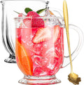 Glass Coffee Mugs Set of 2, 22 oz Large Capacity Glass Mugs with Handles, Clear Coffee Mug with 2 Spoons, Ideal for Latte, Espresso, Juice, Tea