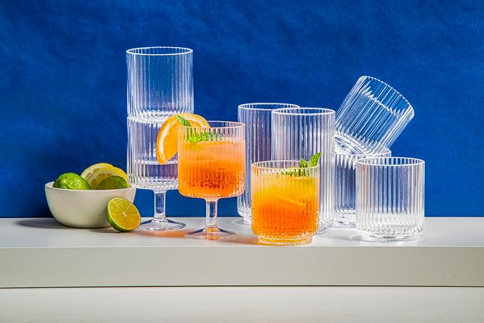Mesa 22 oz Durable Acrylic Jumbo Drinking Glasses, Shatter-Resistant and Dishwasher-Safe Indoor/Outdoor Drinkware, Ideal for Water, Iced Tea, Juice, and Cocktails - Clear - Set of 6