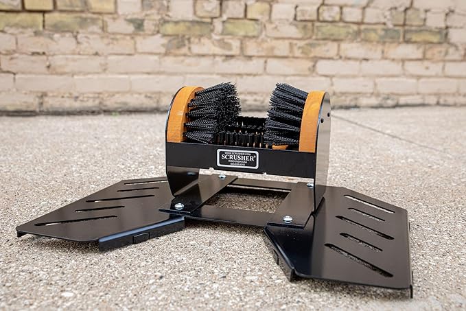 Scrusher - Deluxe Boot & Shoe Cleaner with Steel Base, Weather Resistant Heavy-Duty Outdoor Boot Scrubber, Made in The USA