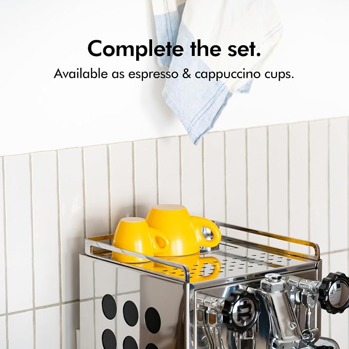 KIVY Espresso Cups Set of 4 - Stoneware - Italian Style - 3oz Each - Yellow