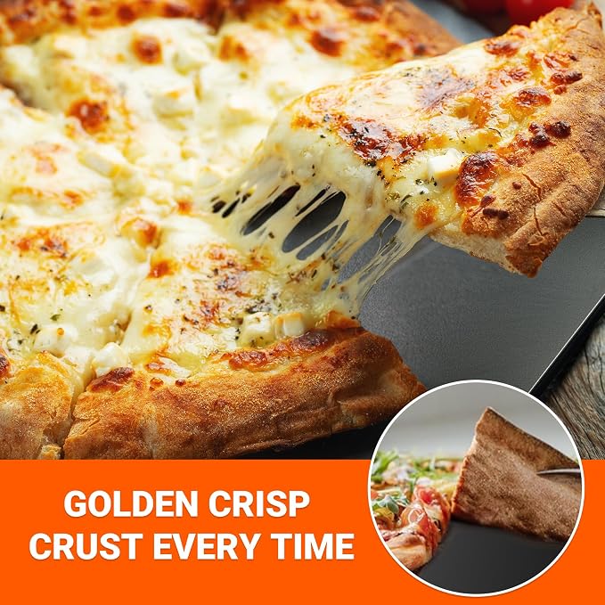 Onlyfire Pizza Steel Baking Sheet – 16 x 14 inch Heavy Duty Metal Stone for Oven & Grill – Ultra Conductive Carbon Steel Surface for Crispy Crust, Faster & Hotter Baking for Pizza, Bread, and More