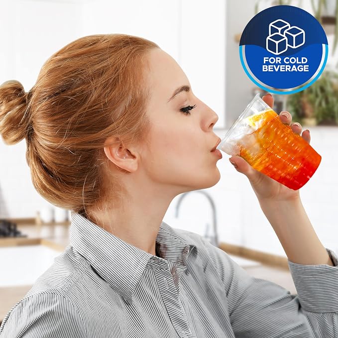 PAMI Disposable Plastic Cups, Bpa- Drinking Glasses for Parties, Cold Drinks, Smoothies, Jello, Cocktails (7 Oz - Pack of 100)