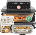 LIVWELL Smart Touch 6-Quart Glass Air Fryer with LED Touch Screen & Pull-Out Drawer | 12 Presets, PFOA & PFAS-Free | Dishwasher-Safe Casserole, Silicone Handles & Trivet Included