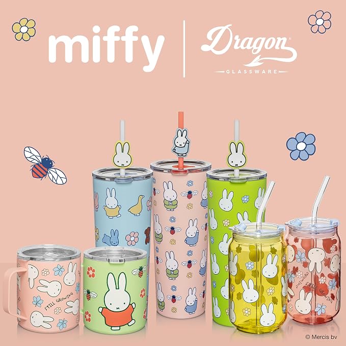 Dragon Glassware | Miffy Stainless Steel Camp Mug with Lid, 12 oz - Green | Nijntje Insulated Camping Mug For Coffee, Tea, Matcha & Hot Beverages; Miff Mug with Lid