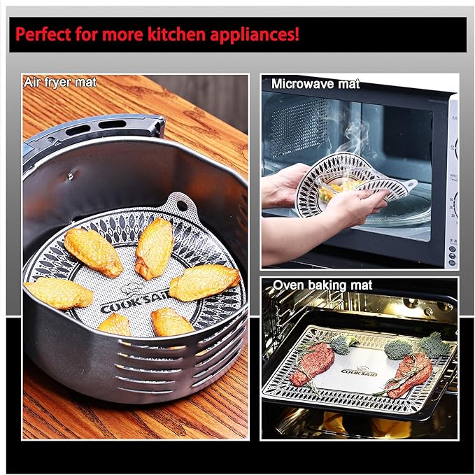 Cook's Aid 2 PCS Silicone Induction Cooktop Protector Cover Mat 7.9" (Magnetic) | 230°C (450℉) Heat-Resistant Induction Stove Protector | Multifunctional Silicone Mats (Logo CK)