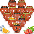 Gejoy 12 Pcs 3oz Cantaritos De Barro Shot Mini Clay Cups Jarritos De Barro Mexicanos Taco Cocktail Glasses for Tequila, Margaritas, Mojitos, Mojitos Cold Hot Drinks (Petal)