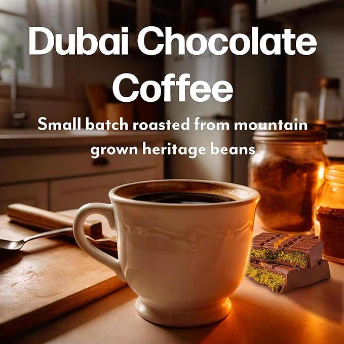 Maud's Dubai Chocolate Flavored Coffee Pods, 36 ct, Medium Roast Flavored Coffee in Single Serve Pods – 100% Arabica Beans, Compatible with Keurig K Cups Maker
