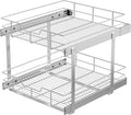 2 Tier Pull Out Cabinet Organizer 20" W X 22" D, Slide Out Drawers For Kitchen Cabinets, Pull Out Drawers For Cabinets Capacity Heavy Duty Caddy, Cabinet Pullout Shelves Chrome-Plated,Bathroom Pantry
