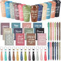 Skylety 12 Sets/48 Pcs Employee Appreciation Gift Baskets Bulk 16oz Inspirational Coffee Cup with Spiral Notebook, Pen & Keychain, Thank You Gifts for Staff, Teacher,Coworker, Team (Morandi Color)