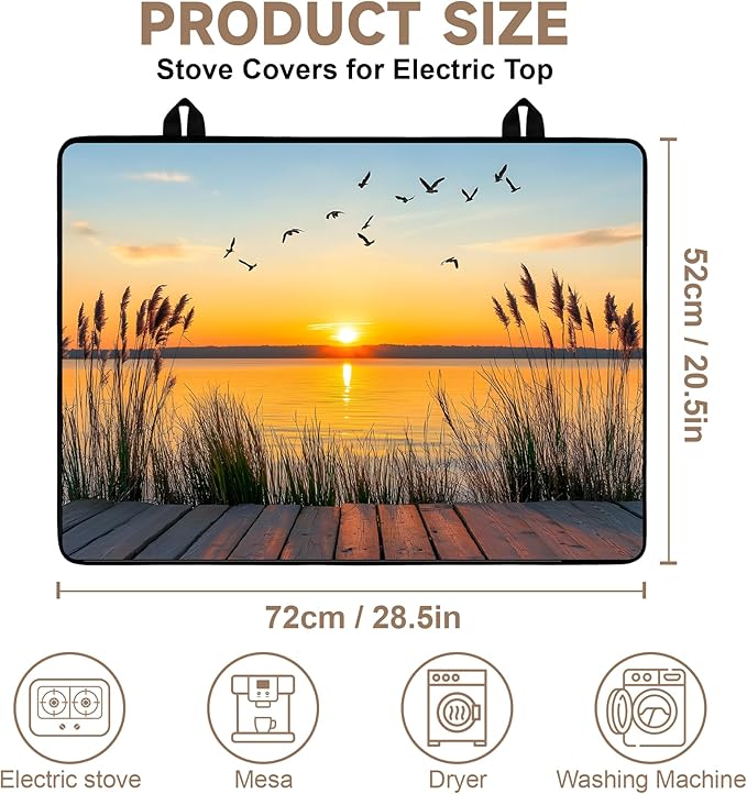 Stove Top Covers for Electric Stove: Heat Resistant Protector Glass Stove Top Expands Counter Space, Stylish Kitchen Decor (G255175)