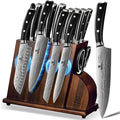 15 PC Magnetic Knife Sets for Kitchen with Block, Kitchen Knife Set Made of German High Carbon Stainless Steel Damascus Pattern as Gift for Couple, Wedding, Women or Mom with Gift Box