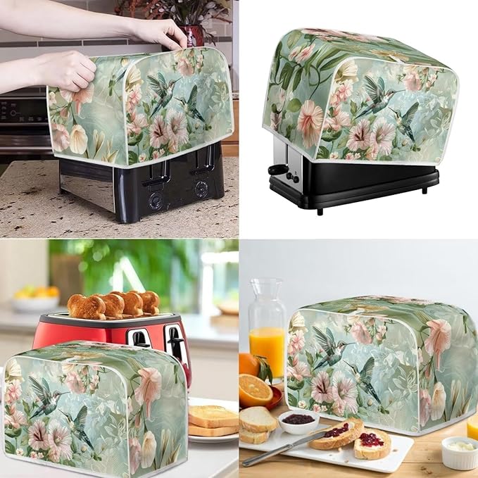 Hummingbird Dust Cover Kitchen Blender Covers Flower Washable Toaster Oven Dustproof Cover Anti Fingerprint Protection Set