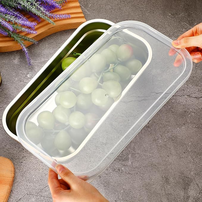 8 Pcs 304 Stainless Steel Food Storage Containers with Lids 1/3 Size Hotel Pan Chicken Food Grade Pans Metal Meal Containers for Restaurant Stackable Kitchen Freezer Buffet(2.5 Inch Deep)