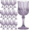7OZ Plastic Wine Glasses, Reusable Vintage Goblets Unbreakable Drinking Glasses Crystal Water Cups Champagne for Wedding, Parties (24, Dark Purple)