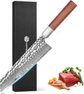 YOTSUBA 8 inch Japanese Kiritsuke Chef Knife, Hand Forged Damascus Kitchen Knife, 9Cr18MoV High Carbon Steel Knife, Professional Chefs Knife with Ergonomic Rosewood Handle