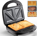 KEENSTAR 3 in 1 Electric Sandwich Maker, Waffle Maker with Removable Non-Stick Plates, Grill with Double-Sided Heating, Easy to Clean and Store, Perfect for Cooking Breakfast, Grilled Cheese and Steak