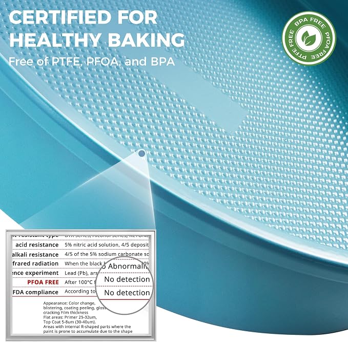 HONGBAKE Nonstick Ceramic 9 Inch Round Cake Pan Set of 2, Heavy-Duty Aluminized Steel Round Cake Pans with Diamond Texture, Non-Toxic Cake Molds, Cake Pans 9 Inch Round for Baking Cheesecake, Blue