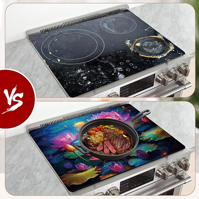 Decorative Electric Stove Top Covers, Heat Resistant Silicone Stove Cover Mat, Stove Top Protectors for Electric Flat Glass Stoves, Adds Extra Counter Space for Small Kitchens and Apartments
