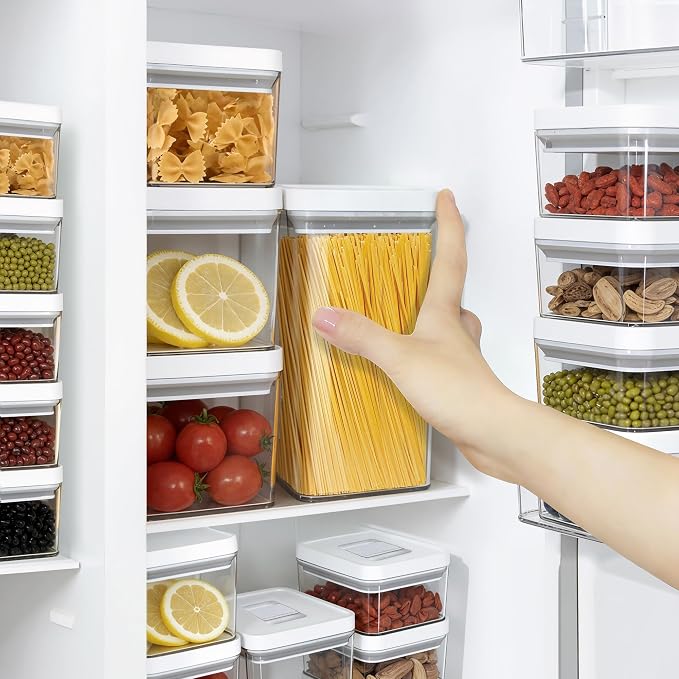 Airtight Food Storage Container Set 5Pcs, Pop Lid & BPA-Free Stackable Kitchen Containers for Pantry Organization, Cereal, Flour, Rice & Snack Storage (0.74qt, 1.96qt*2, 3.06qt, 4.07qt)