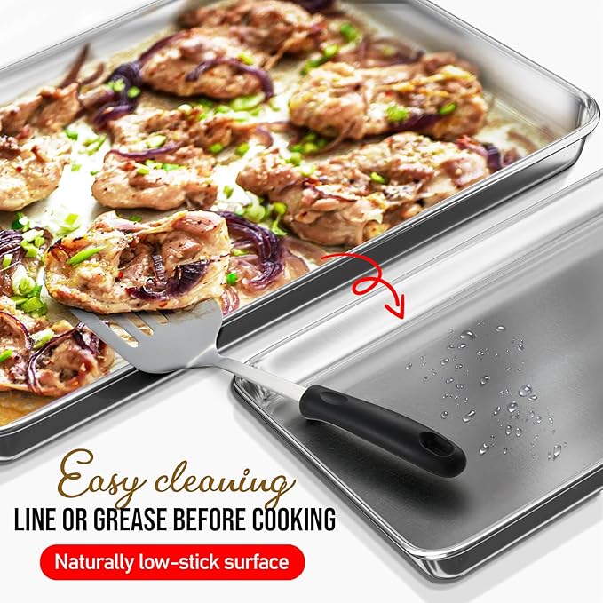 Eatex Aluminum Baking Sheet Set,12 Pack Cookie Sheet Set, 18” x 13” Steel Baking Pan Set, Quality Cookie Sheets for Baking Nonstick, Half Sheet Baking Pans Set, Baking Sheets for Oven, Half Sheet Pan