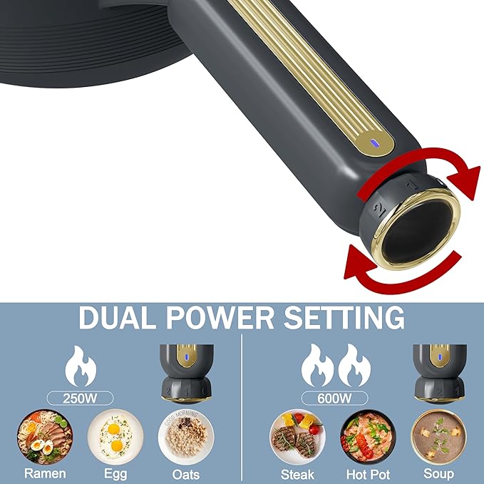 TOPWIT Hot Pot Electric with Steamer, 2L Multifunctional Electric Cooker, Non-Stick Sauté Pan, Portable Pot for Steak, Fried Rice, Ramen, Soup with Dual Power Control (Spatula Not Included), Grey