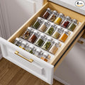 MIUKAA White Acrylic Spice Drawer Organizer, 4 Tier Seasoning Jars Drawers Insert, Kitchen Spice Rack Tray for Drawer/Countertop (Jars not included)