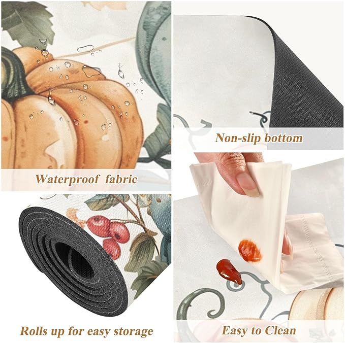 Thanksgiving Pumpkins Trivet Table Runner 40 Inches Long Fall Autumn Leaves Trivet for Hot Pots and Pans/Hot Dishes,Table Protector Heat Up to 230F, Decorative Hot Plates Mat for Kitchen Countertop