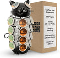 Made Easy Kit Carousel Coffee Pod Holder - Compatible with Keurig K-Pods K-Cups - Countertop 360 Spin Rack Storage Organizer - Revolving Base - Capsule Café Station Bar (Cat Black, Small)