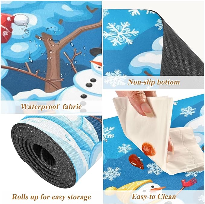 Christmas Winter Blue Snowman Snowflakes Trivet Table Runner 40 Inches Long Trivet for Hot Pots and Pans/Hot Dishes,Table Protector Heat Up to 230F, Decorative Hot Plates Mat for Kitchen Countertop