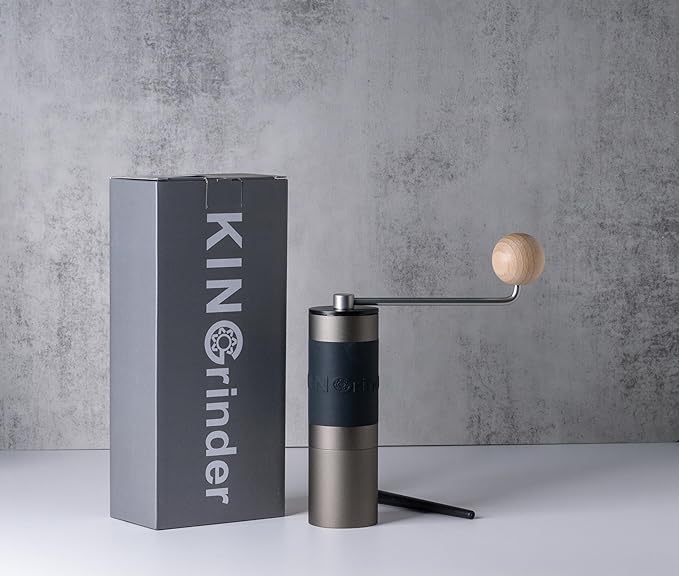【Iron Gray】KINGrinder K1 Manual Hand Coffee Grinder with Straight Handle for French Press, Drip, Espresso with Assembly Consistency Stainless Steel Conical Burr Mill, 20-25g Capacity