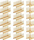 Zopeal 18 Pcs Bamboo Wooden Plate Racks Dish Rack Stand Holder 3/6/ 7 Slots Drainboard Drying Drainer Kitchen Cabinet Organizer for Dish Plate Bowl Cup Pot Lid Book