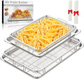 Air Fryer Basket, 2 Set Air Fryer Pans and Tray for Oven with 60 PCS Parchment Papers, DEGOVIN Non-stick Stainless Steel Oven Air Fryer Basket and Tray-18.8" x 12.8"Extra Large &14.88"×10.98"Large