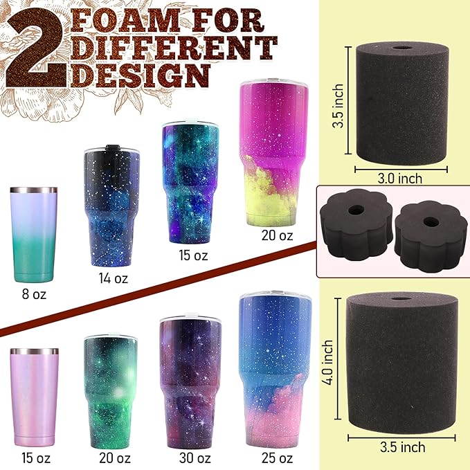 Alloytop Cup Turner Kit with Epoxy Resin kit for Beginner - Stainless Steel Turners Tumblers Machine Tool Art DIY Supplies Glitters Silicone Pads Brush Spinner Clear Foams Plastic Cups Wooden Sticks