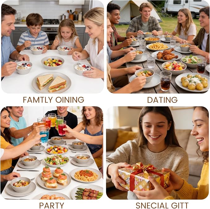 Unbreakable Dinnerware Set for 6 Matte Nautral White 18 Piece Melamine Wheat Straw BPA Free Lightweight Dishwasher Safe Shatter Resistant for Daily Dining Kitchen Outdoor RV