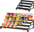 Attelite 4 Tier Expandable Can Rack Organizer for Pantry, Adjustable 13"-21" Metal Soda Can Organizer, Pantry Organization Canned Food Storage Holder for Kitchen Cabinet Countertop, Black 1Pack