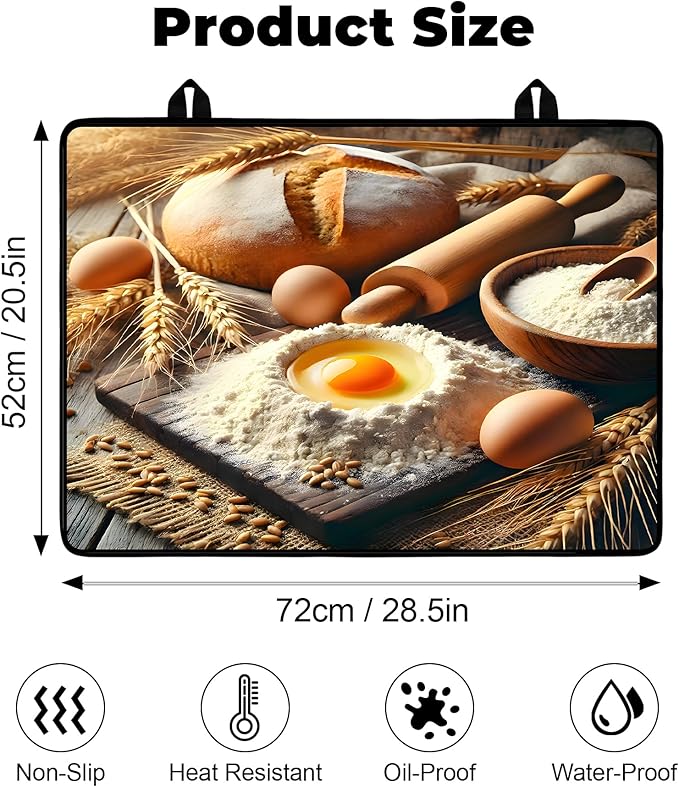 Heat-Resistant Glass Stove Top Cover with Anti-Slip Rubber Coating – Electric Stove Protector, Scratch-Resistant, Expands Counter Space, Stylish Kitchen Decor (Dessert)