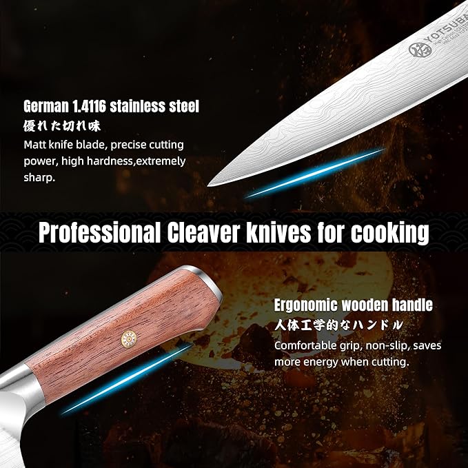 YOTSUBA Utility Knife,5 Inch Petty Kitchen Knife, Forged High Carbon German Steel chef knives, Paring knives, Full Tang & Razor Sharp Ergonomic Handle Design
