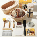 Sourdough Starter Kit – Complete Sourdough Bread Baking Supplies with 24oz Glass Sourdough Starter Jar, 9” Round & 10” Oval Banneton Proofing Basket Set, Sourdough Tools – Artisan Gift for Bakers