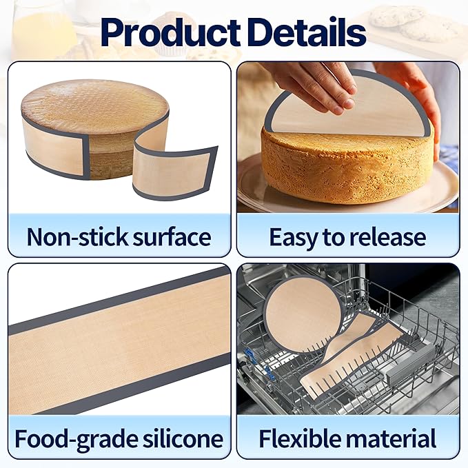 2 Pcs 10 Inch Silicone Baking Mats for Springform Pan, Easy Clean Springform Pan Liner Prevent Cakes from Sticking to Bottom and Sides (Gray)