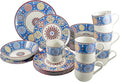 Tudor Royal Collection 24-Piece Premium Quality Round Porcelain Dinnerware Set, Service for 6 - SUMAYA Blue, See 10 Designs Inside!