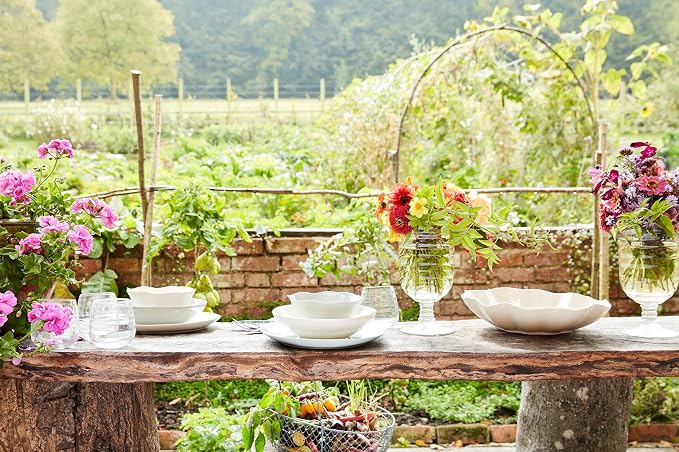 Portmeirion Sophie Conran Floret 4 Piece Place Setting | Dinner Plate, Salad Plate, Cereal Bowl, and Mug | Made from Porcelain | Microwave and Dishwasher Safe – Robins Egg
