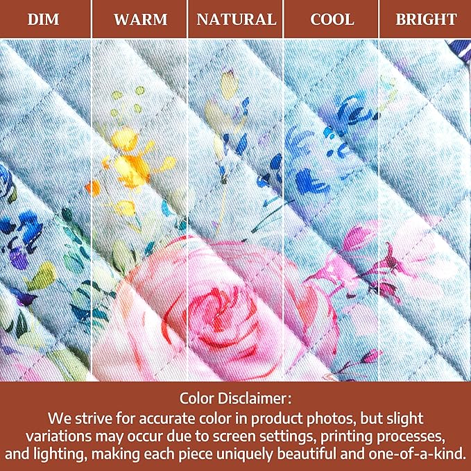 Maison d' Hermine Pot Holders 100% Cotton Heat Resistant Potholders 8" x 8" Hot Pads with Loop Baking Gifts for Mothers Day Handling Hot Pans Spring/Summer (Pack of 2, Sweet Rose Lavender - Lush)