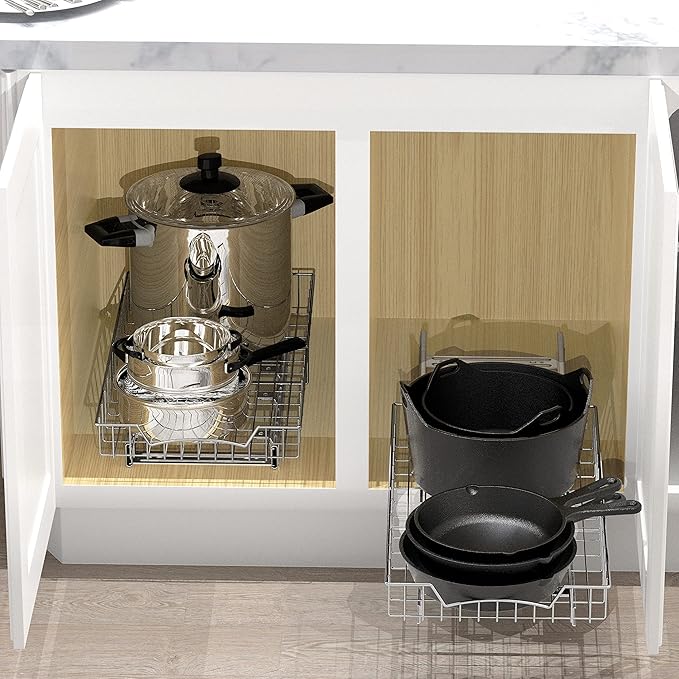 Simple Houseware 3 Tier Basket Drawer + Cabinet Pull-Out Shelf
