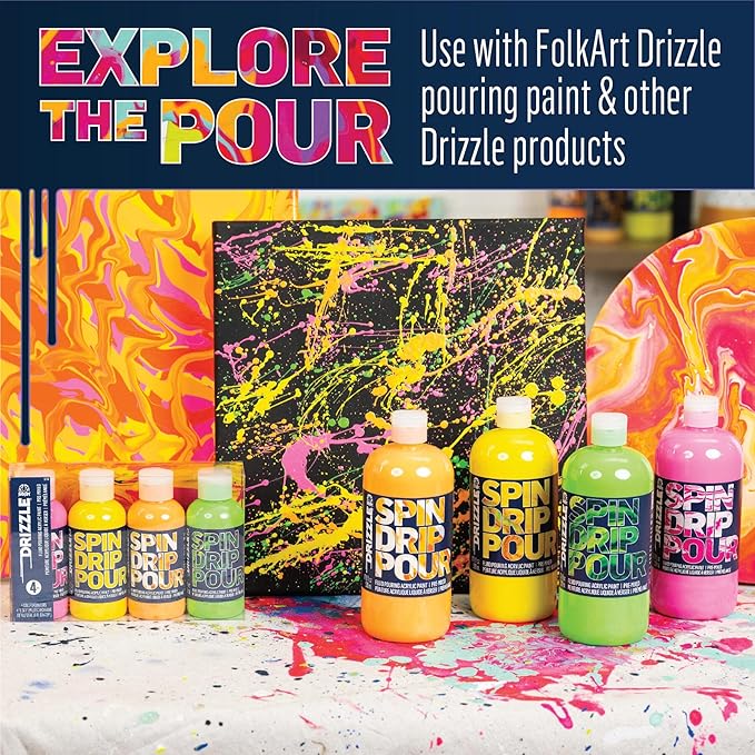 FolkArt Drizzle Flexible Paint Tray and Comb Set, Durable Silicone Tools Perfect for DIY Paint Pouring Arts and Crafts Projects, 50829