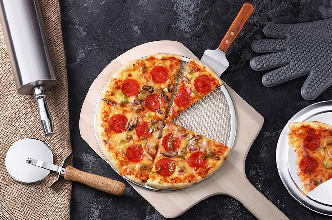 New Star Foodservice Restaurant-Grade Seamless Aluminum Pizza Baking Screen, 10 Inch, Pack of 6