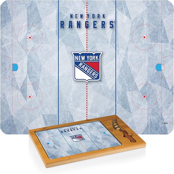 PICNIC TIME NHL unisex-adult NHL Icon Glass Top Cutting Board & Knife Set