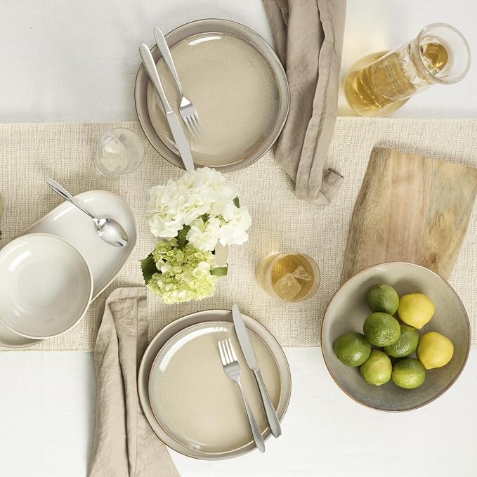 Oneida 897208 Organic Shades 12-Piece Dinnerware Set, Oatmeal