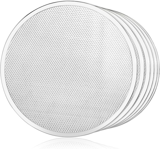 New Star Foodservice Restaurant-Grade Seamless Aluminum Pizza Baking Screen, 16 Inch, Pack of 6