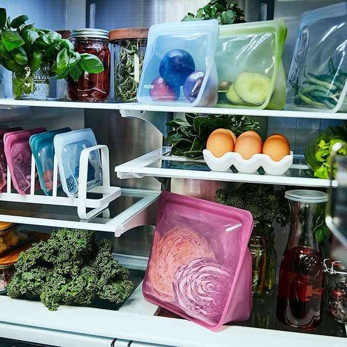 Stasher Silicone Reusable Storage Bag, Stand-Up Mega Bag, Reusable Freezer Bags, Microwave, Dishwasher, Oven Safe, Sous Vide, Premium Lunch Container, Eco Friendly, Food Storage Bags, 104 oz, Clear | Reusable Food Bag