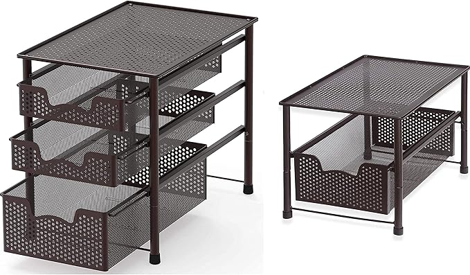 Simple Houseware Stackable 3 Tier Sliding Basket + Single Tier Sliding Basket